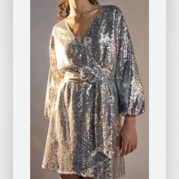 Anthropologie Lisabette Sequins Mini Dress New Year's Eve Cocktail Barbiecore - Picture 2 of 14